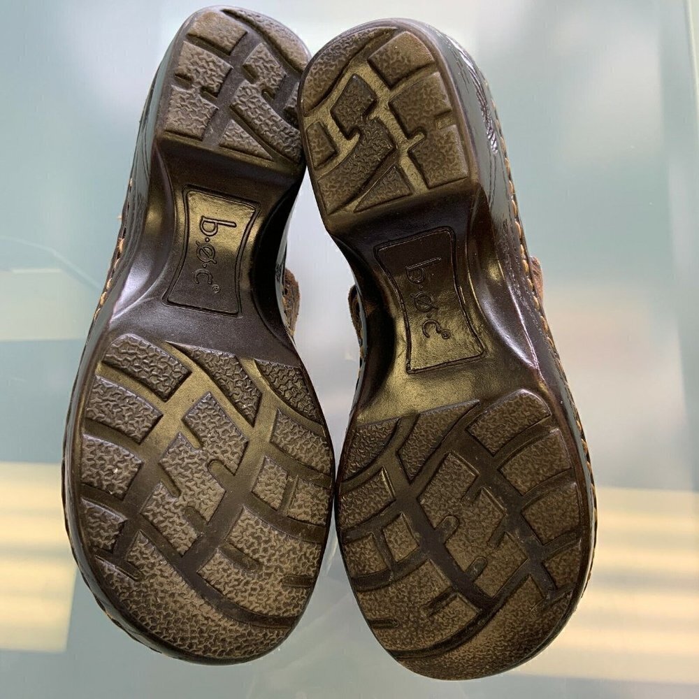 Boc BORN Size 6M Peggy Clogs Embossed Leather Slip On Clogs Wedge Women Brown - Picture 3 of 6